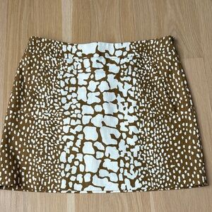 Jcrew Brown and White Patterned Women's Jean Skirt size 4